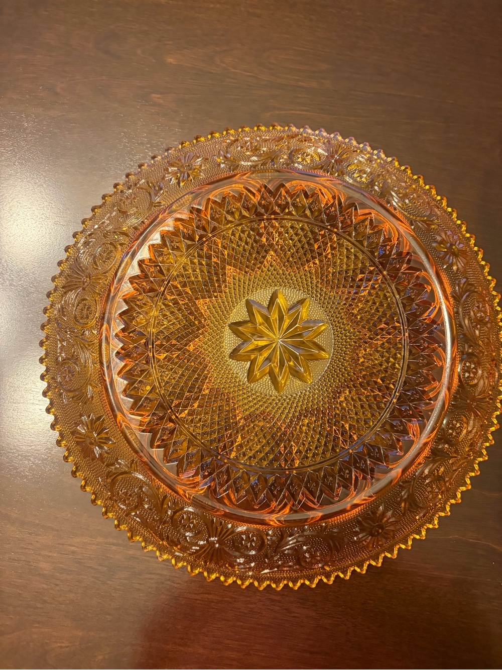 Vintage Indiana glass tiara amber deviled egg plate - Picture 2 of 4